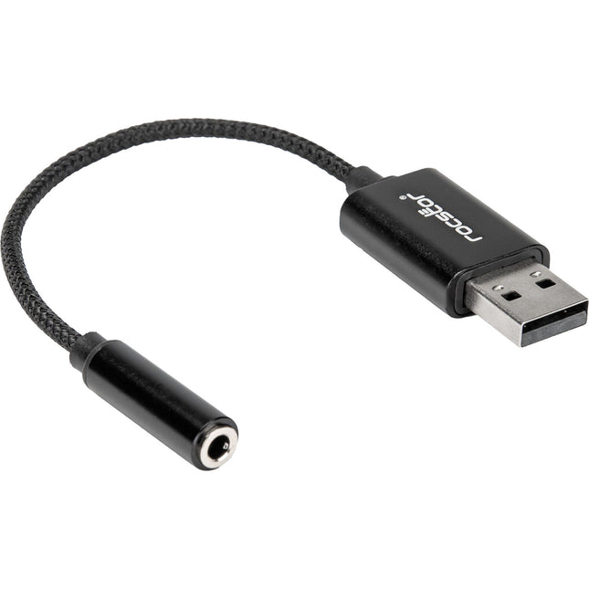 Rocstor Adaptador USB-A a Audio 3.5mm Negro 7.92" Plug and Play