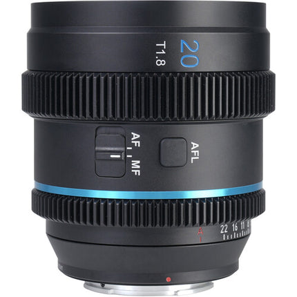 Sirui 20mm T1.8 Lente Anamórfico 1.33x S35 Micro Cuatro Tercios Flares Azules