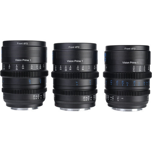 Sirui VP-1 Vision Prime Juego de 3 Lentes Cine Full-Frame 24 35 50mm T1.4 con Adaptadores y Estuche Resistente