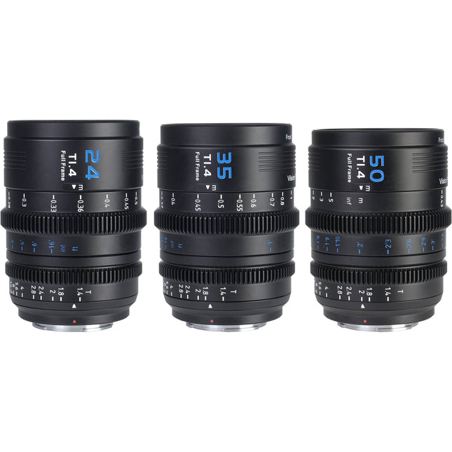 Sirui VP-1 Vision Prime Juego de 3 Lentes Cine Full-Frame 24 35 50mm T1.4 con Adaptadores y Estuche Resistente