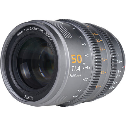 Sirui VP-1 Vision Prime 50mm T1.4 Lente Cine Full-Frame Metal Gris 46mm 18 Lâminas