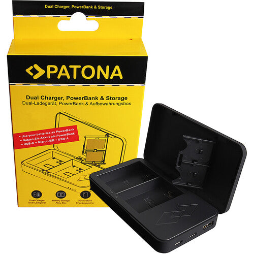 PATONA Cargador Dual con Power Bank para Canon LP-E6 con LED y USB-C
