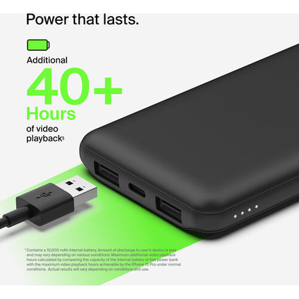 Belkin BoostCharge Power Bank 10000mAh 15W Negro con Cable USB-C 6"