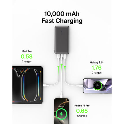 Belkin BoostCharge Power Bank 10000mAh 15W Negro con Cable USB-C 6"