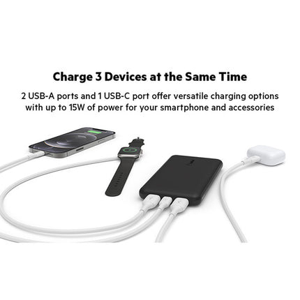 Belkin BoostCharge Power Bank 10000mAh 15W Negro con Cable USB-C 6"