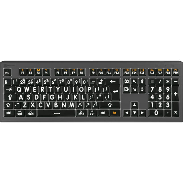 Logickeyboard ASTRA2 Teclado cableado Mac US impresión grande USB 3.0 108 teclas retroiluminado