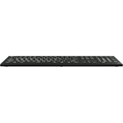 Logickeyboard ASTRA2 Teclado con Letras Grandes Blanco sobre Negro USB con Retroiluminación y Hub USB 3.0