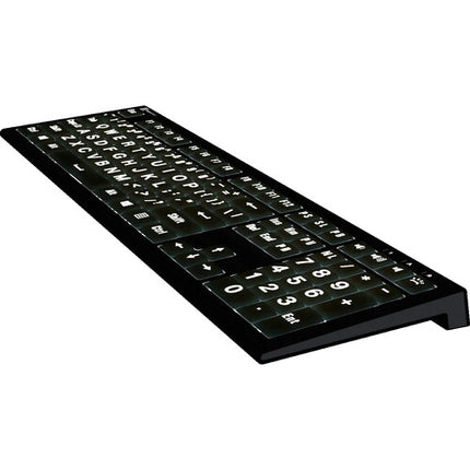 Logickeyboard ASTRA2 Teclado con Letras Grandes Blanco sobre Negro USB con Retroiluminación y Hub USB 3.0