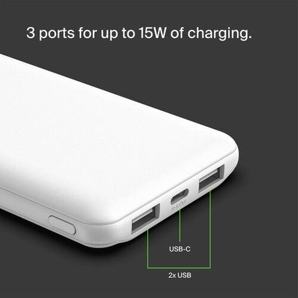 Belkin BoostCharge Power Bank USB-C 10000mAh 15W con Cable USB-C 6" Blanco