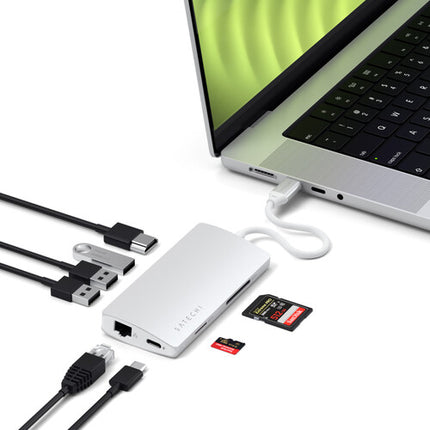 Satechi USB-C Adaptador Multi Puerto con HDMI 4K Ethernet y Ranuras SD