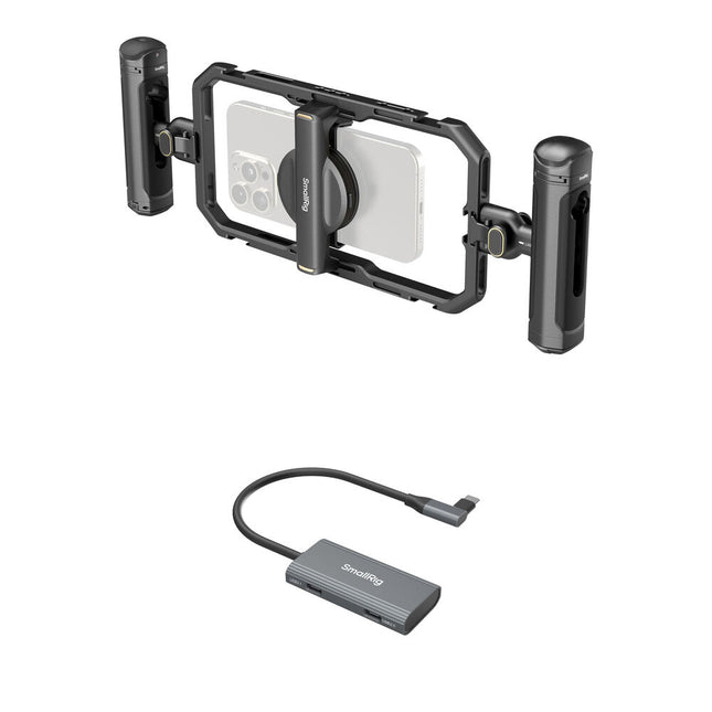 SmallRig Kit de Video para Smartphones Quick Basic Edición con Jaula Universal y Hub USB-C 4 en 1 compatible con filtros magnéticos de 67mm