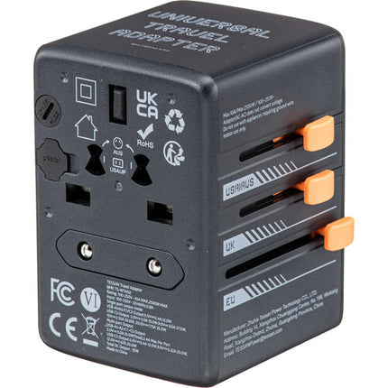 Tessan Adaptador de Viaje Universal 35W con Carga USB 5 Puertos 2500W