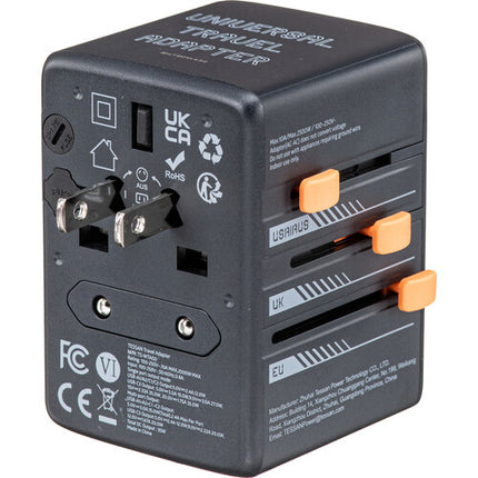 Tessan Adaptador de Viaje Universal 35W con Carga USB 5 Puertos 2500W