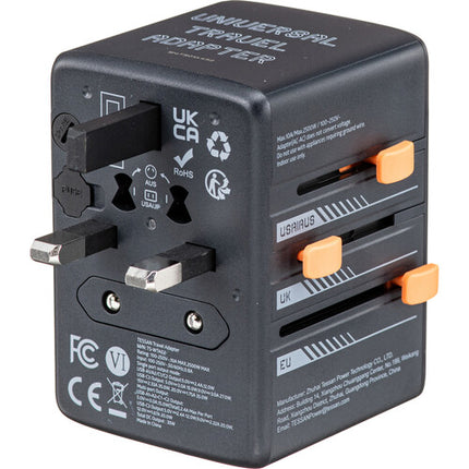 Tessan Adaptador de Viaje Universal 35W con Carga USB 5 Puertos 2500W