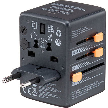 Tessan Adaptador de Viaje Universal 35W con Carga USB 5 Puertos 2500W