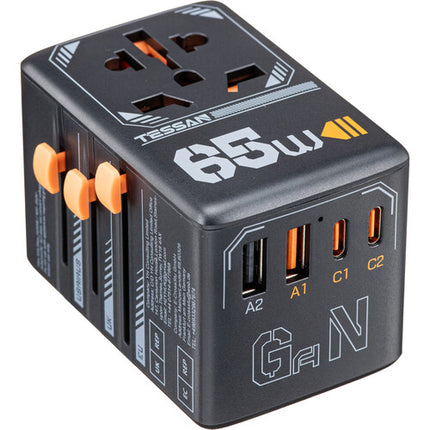 Tessan Adaptador de Viaje Universal 65W 4 Puertos USB-C y USB-A