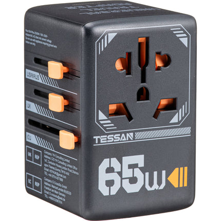 Tessan Adaptador de Viaje Universal 65W 4 Puertos USB-C y USB-A
