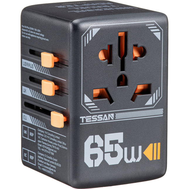 Tessan Adaptador de Viaje Universal 65W 4 Puertos USB-C y USB-A
