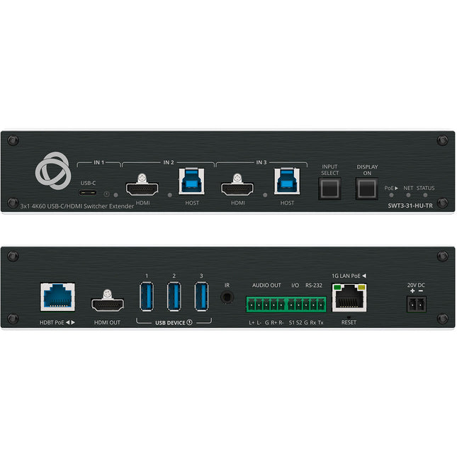 Kramer SWT3-31-HU-TR 3x1 conmutador extensor 4K60 HDMI USB-C 20V