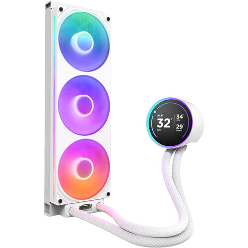 NZXT 360mm Kraken Elite RGB Refrigerador Líquido Todo en Uno Blanco Radiador de Aluminio Triple Ventilador PWM