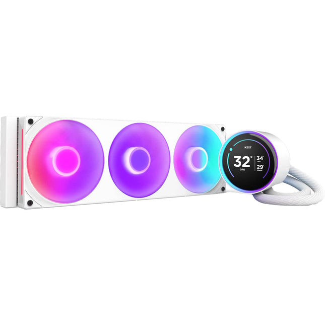 NZXT 360mm Kraken Elite RGB Refrigerador Líquido Todo en Uno Blanco Radiador de Aluminio Triple Ventilador PWM