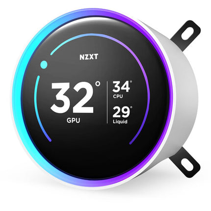 NZXT 360mm Kraken Elite RGB Refrigerador Líquido Todo en Uno Blanco Radiador de Aluminio Triple Ventilador PWM