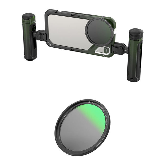 SmallRig x Brandon Li Jaula para Video Móvil iPhone 15 Pro Max con Filtro CPL Magnético 52mm y Mango Doble