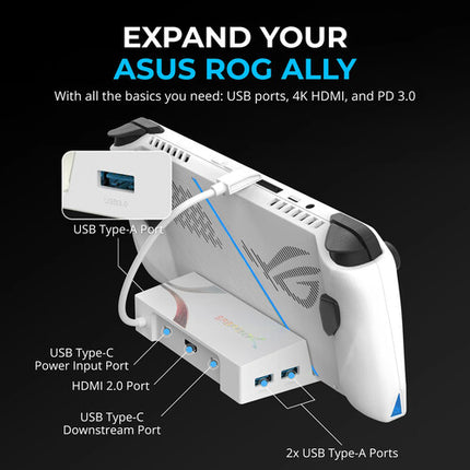 Sabrent DS-RA6P Estación de Acoplamiento USB-C 6 Puertos 95W para Asus ROG Ally Blanca