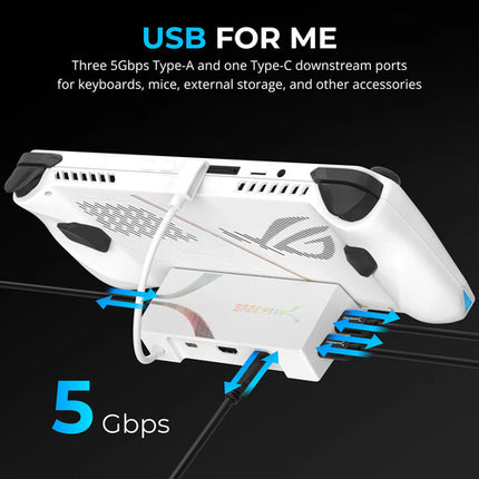 Sabrent DS-RA6P Estación de Acoplamiento USB-C 6 Puertos 95W para Asus ROG Ally Blanca