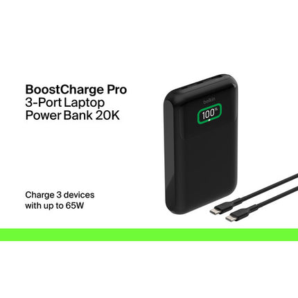 Belkin BoostCharge Pro Power Bank para Laptop 20000mAh 65W Negro