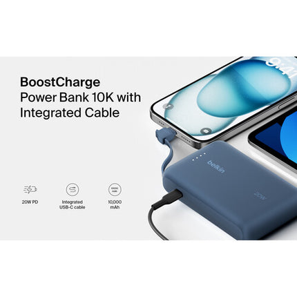 Belkin BoostCharge Power Bank 10000mAh Azul 20W Carga Rápida USB-C Integrado