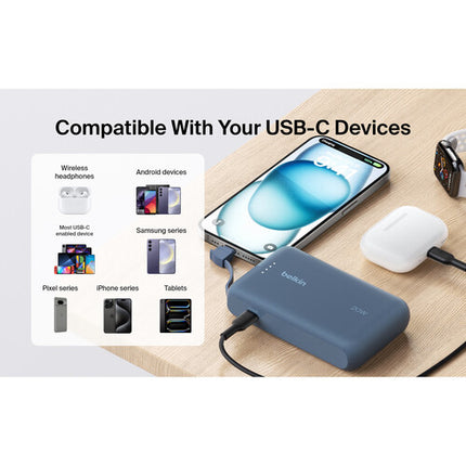 Belkin BoostCharge Power Bank 10000mAh Azul 20W Carga Rápida USB-C Integrado