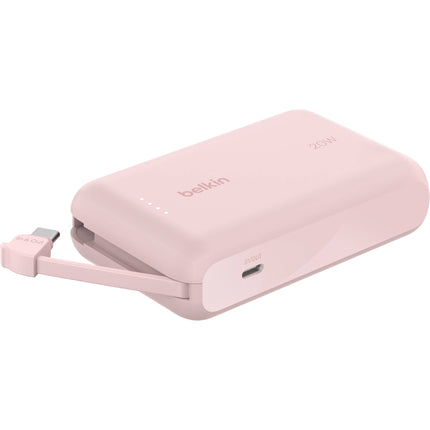 Belkin BoostCharge Power Bank 10K batería 10000mAh cable USB-C integrado rosa