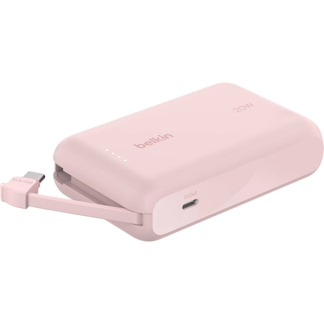 Belkin BoostCharge Power Bank 10K batería 10000mAh cable USB-C integrado rosa