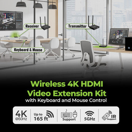 IOGEAR Kit Extensor HDMI Inalámbrico 4K60 UHD 164 Pies con Control Teclado y Ratón