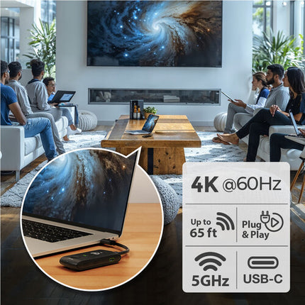 IOGEAR Kit Transmisor y Receptor HDMI Inalámbrico 4K UHD 65 pies USB-C