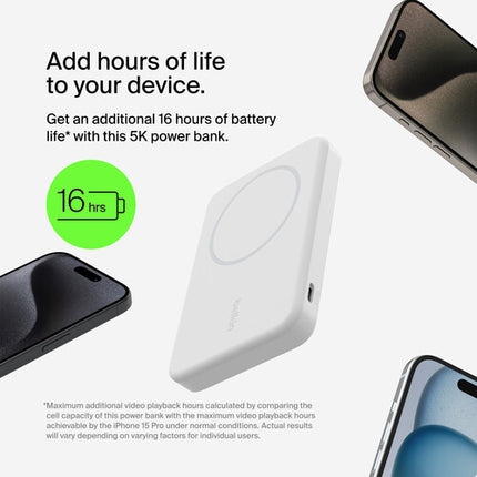 Belkin BoostCharge Pro Power Bank 5000mAh 15W MagSafe Blanco