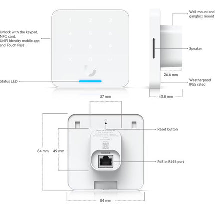 Ubiquiti UniFi Access G3 Reader Flex Lector NFC con Teclado 1 18 Pulgadas Alcance