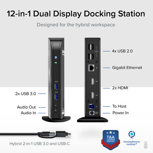 Plugable UD-3900 Docking Station USB 3.0 Dual Display HDMI y DVI con VGA Adapter