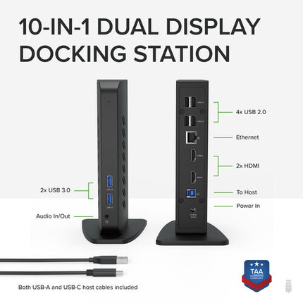 Plugable Universal Dual HDMI USB 3.1 Gen 1 Estación de Acoplamiento 1920x1200 60Hz