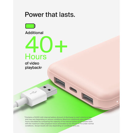 Belkin BoostCharge Power Bank 10,000mAh 15W Carga Múltiple Rosa