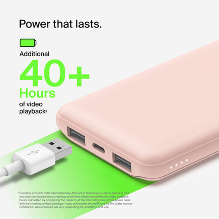 Belkin BoostCharge Power Bank 10,000mAh 15W Carga Múltiple Rosa