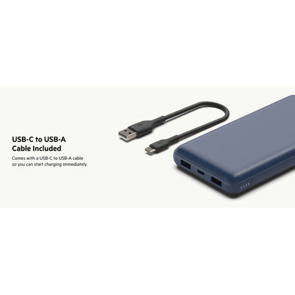 Belkin BoostCharge Batería portátil 20000mAh carga 3 dispositivos azul