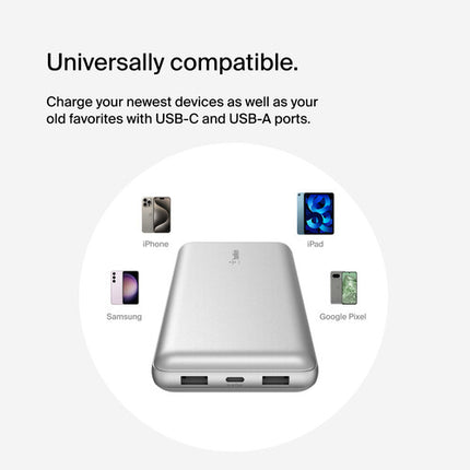 Belkin BoostCharge Banco de Batería Portátil 20000mAh Plata 3 Dispositivos