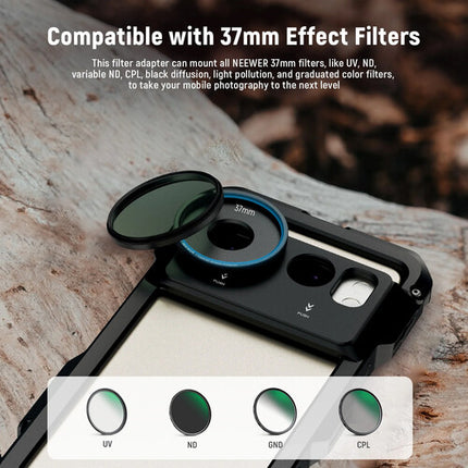 Neewer PA062 Adaptador de Lentes para Smartphones 17mm a 37mm y 58mm Aleación de Aluminio