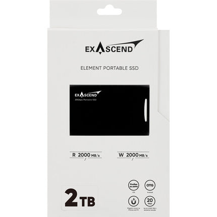 Exascend 2TB Element SSD portátil USB 3.2 Gen 2x2 2000 MB/s negro
