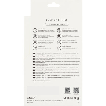 Exascend Element Pro Tarjeta de Memoria CFexpress 4.0 Tipo B 256GB 3500MBs Lectura 1400MBs Escritura