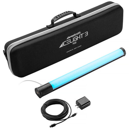 Westcott Ice Light 3 Tubo LED RGB 1.5' 600 Lux Temperatura Ajustable 2700-6500K Kit con Adaptador AC Cable USB-C Estuche