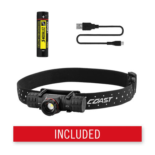 COAST XPH30R Linterna Frontal Recargable 1000 Lúmenes Banda Reflectante USB