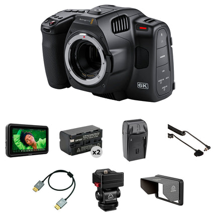 Blackmagic Design Pocket Cinema Camera 6K Pro Cámara Canon EF Kit con Monitor 5.2" y Baterías 4400mAh